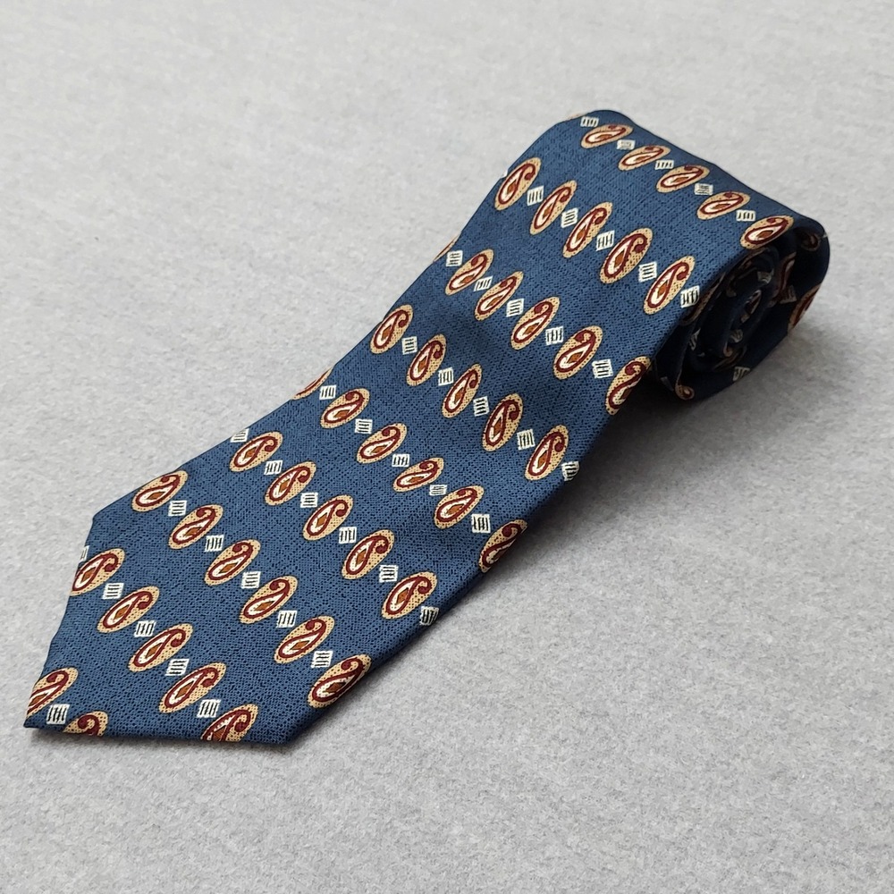 Vtg Chaps Ralph Lauren Silk Tie Mens Paisley Classic Silk Necktie Blue Burgundy